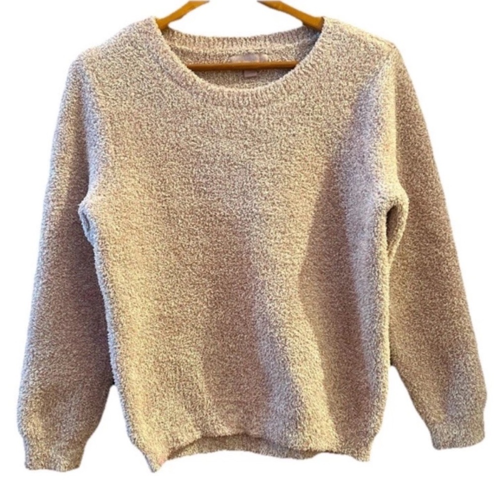 Barefoot Dreams CozyChic Seaside Knit Crew Neck Pullover Sweater Pink Size S